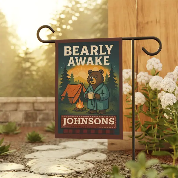 Bearly Awake Garden flag product photo
