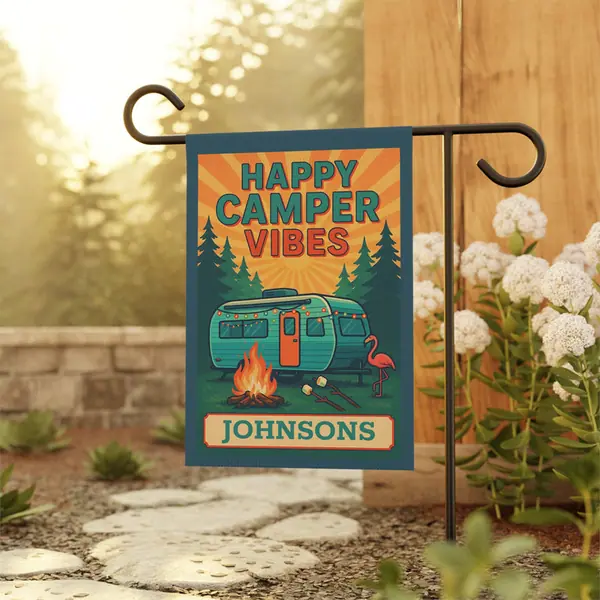 Happy Camper Vibes Garden flag product photo