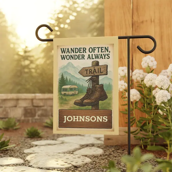 Wander Often, Wonder Always Garden flag product photo
