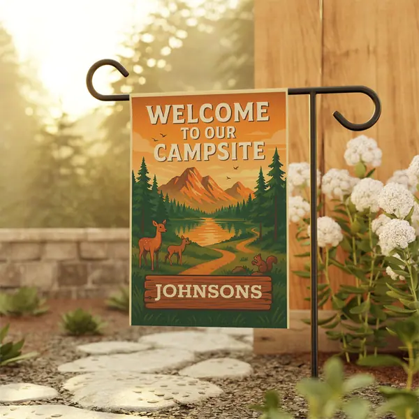Welcome to Our Campsite Garden flag product photo
